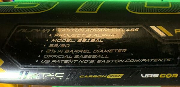 33 inch (-3) Bat - Easton BBCOR BB19AL - 2e hands - Afbeelding 2